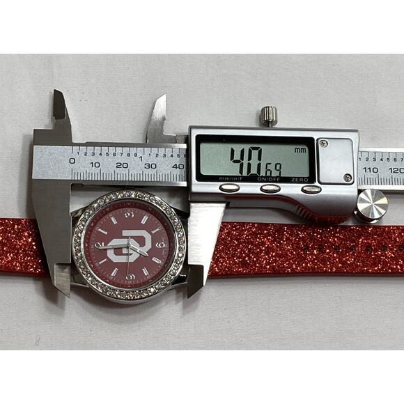 Oklahoma Sooners Ladies Crystals Watch, Glitter Band, NCAA - Picture 5 of 5